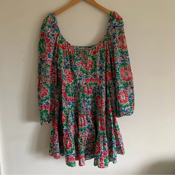 Rixo London Roxy Hibiscus Floral Long Sleeve Cotton Mini Dress, Medium - Picture 4 of 16